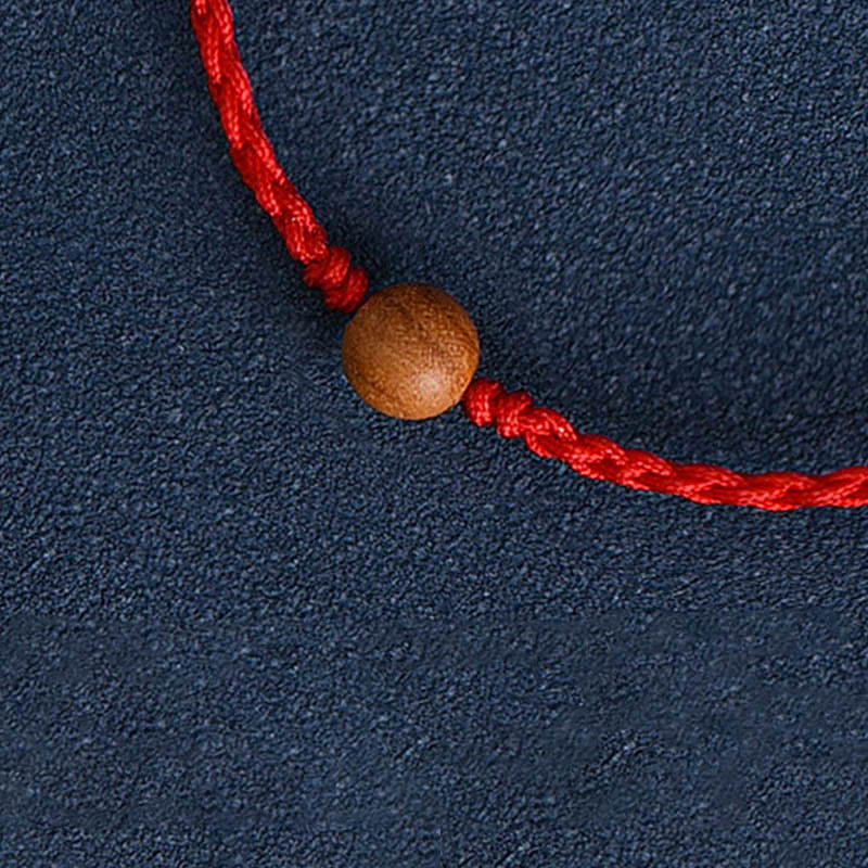 Mythstone Natural Peach Wood Bead Ward Off Evil Spirits Braided Bracelet