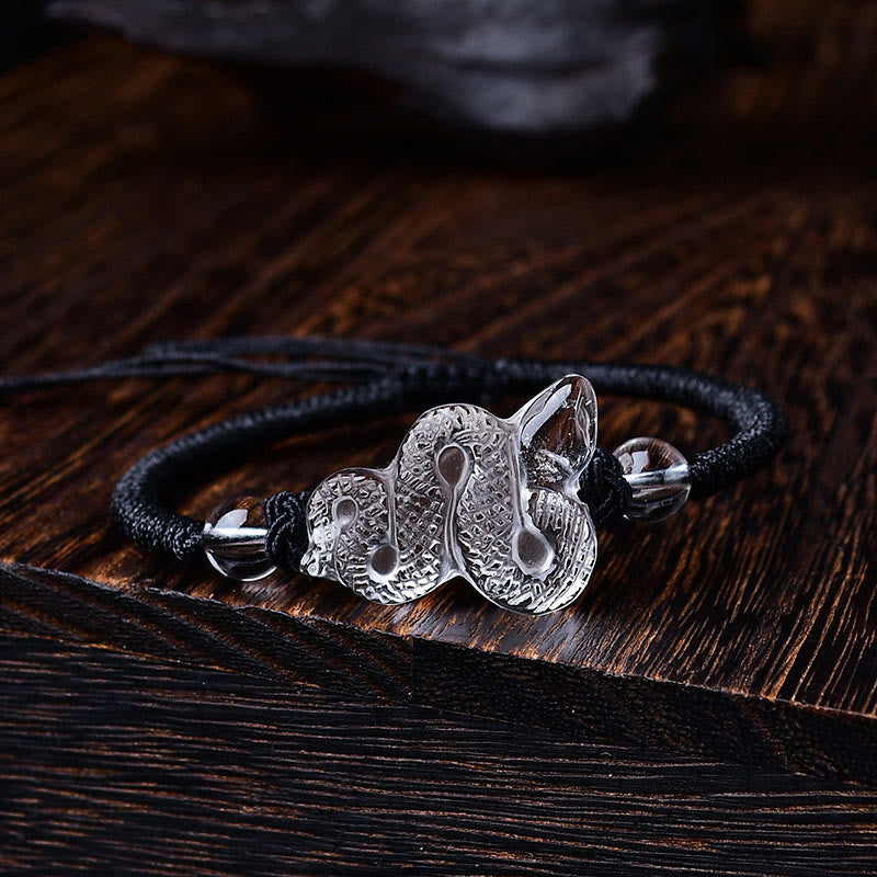 Pulsera curativa del año de la serpiente con hilo de cristal blanco Mythstone