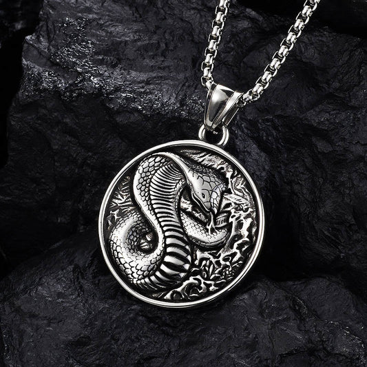 Mythstone Titanium Steel Year Of The Snake Balance Necklace Pendant