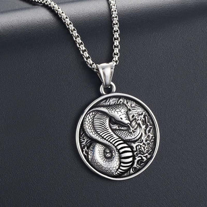 Mythstone Titanium Steel Year Of The Snake Balance Necklace Pendant