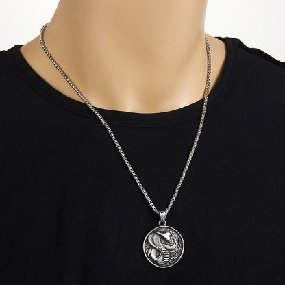 Mythstone Titanium Steel Year Of The Snake Balance Necklace Pendant