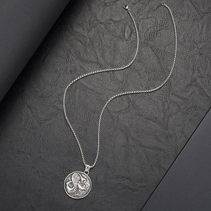 Mythstone Titanium Steel Year Of The Snake Balance Necklace Pendant