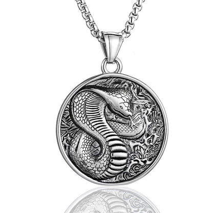 Mythstone Titanium Steel Year Of The Snake Balance Necklace Pendant