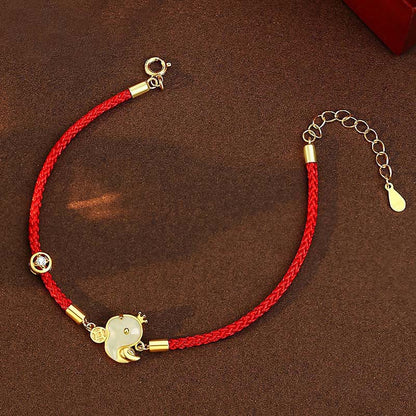 Mythstone 925 Sterling Silver Hetian Jade Red Agate Year Of Snake Red String Protection Bracelet