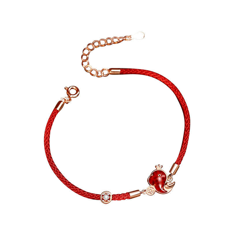 Mythstone 925 Sterling Silver Hetian Jade Red Agate Year Of Snake Red String Protection Bracelet