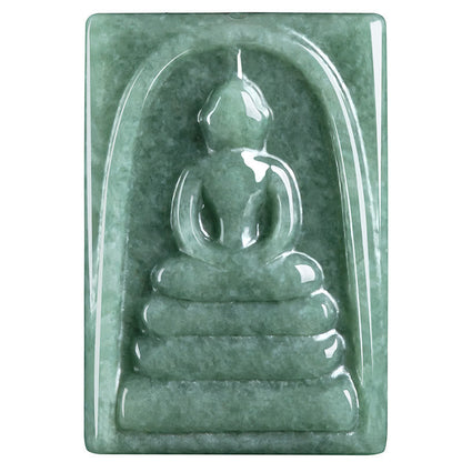 Mythstone Formless Buddha Jade Square Amulet Prosperity String Necklace Pendant