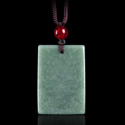 Mythstone Formless Buddha Jade Square Amulet Prosperity String Necklace Pendant