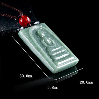 Mythstone Formless Buddha Jade Square Amulet Prosperity String Necklace Pendant