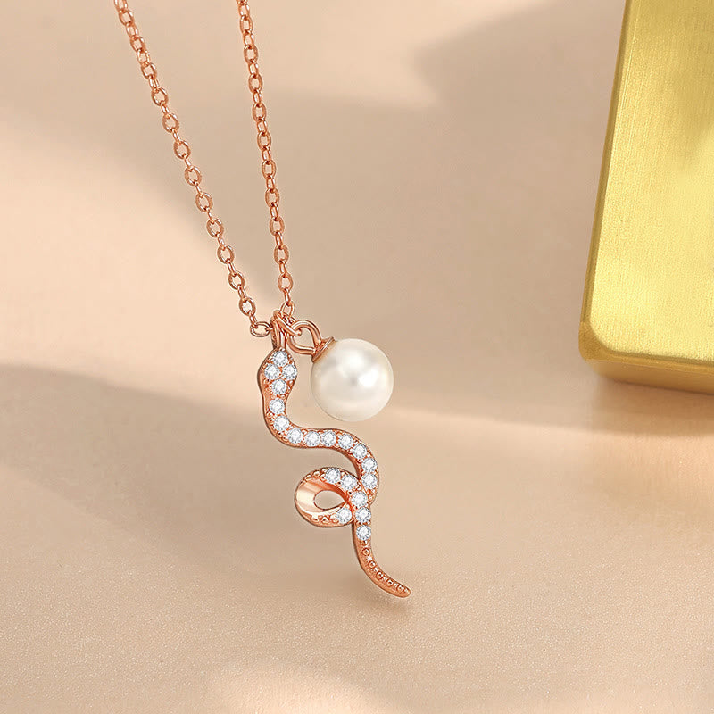 Mythstone 925 Sterling Silver Pearl Year Of The Snake Blessing Sincerity Necklace Pendant