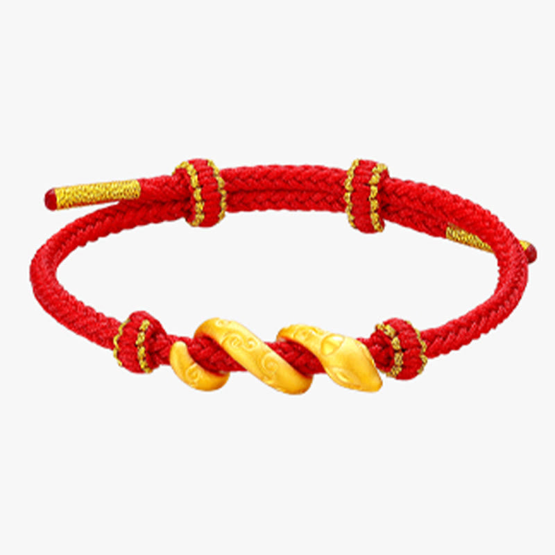 Pulsera de protección del año de la serpiente con hilo rojo de oro 999 de Mythstone