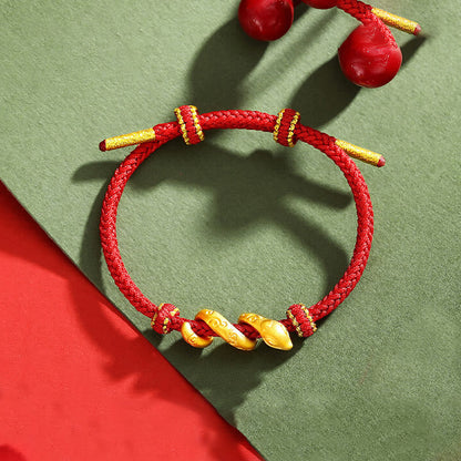 Pulsera de protección del año de la serpiente con hilo rojo de oro 999 de Mythstone