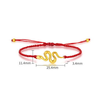 Mythstone 999 Gold Red String Lucky Beads Year Of The Snake Connection Bracelet