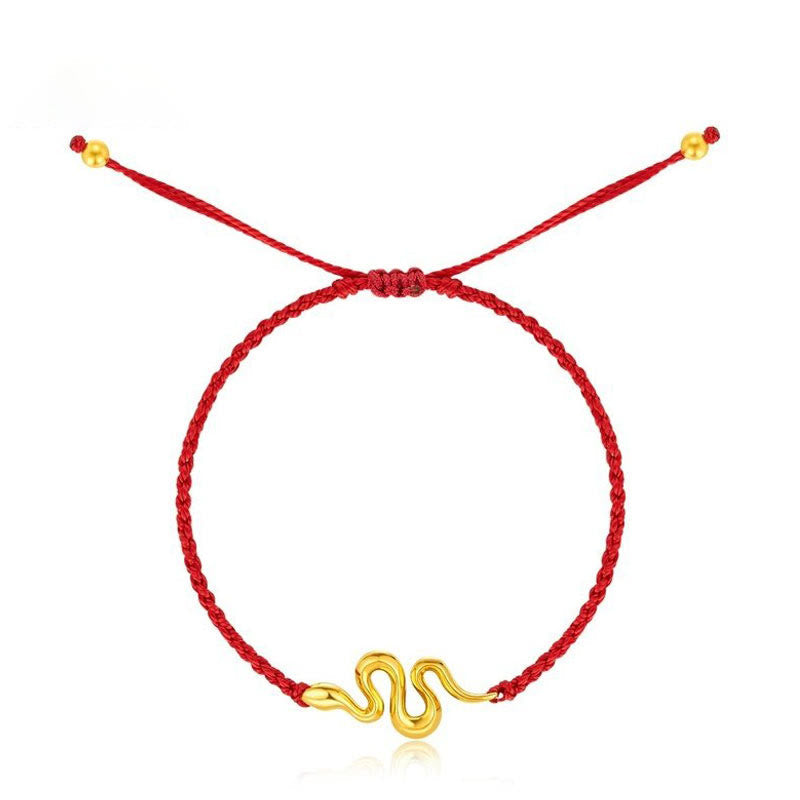 Mythstone 999 Gold Red String Lucky Beads Year Of The Snake Connection Bracelet