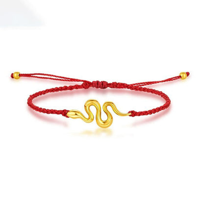 Mythstone 999 Gold Red String Lucky Beads Year Of The Snake Connection Bracelet