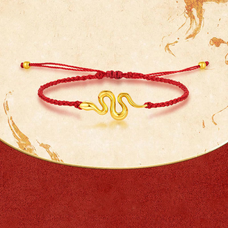 Mythstone 999 Gold Red String Lucky Beads Year Of The Snake Connection Bracelet