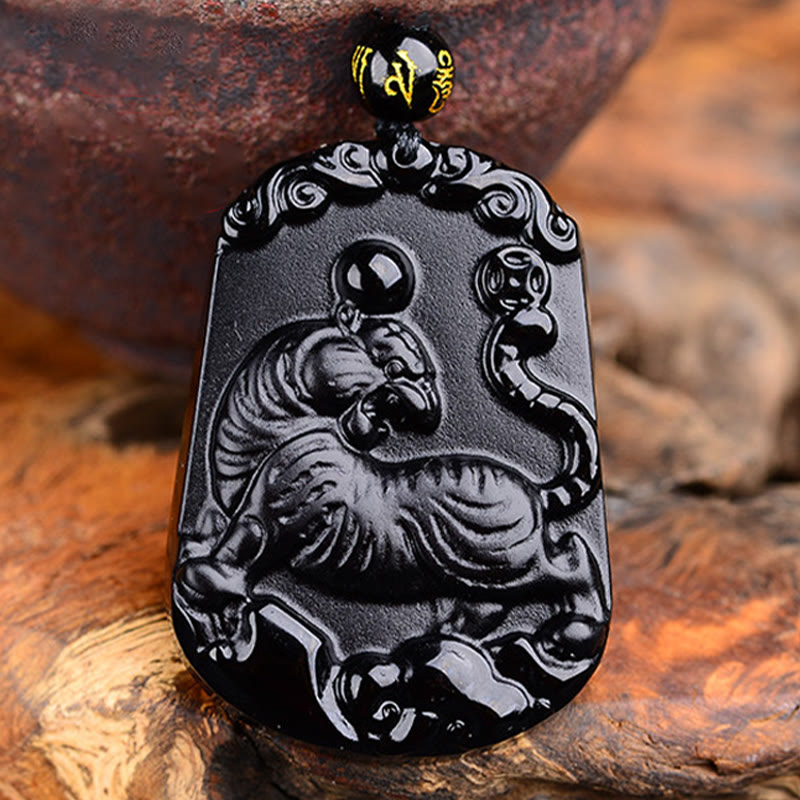 Mythstone Chinese Zodiac Obsidian Purification Fulfilment Necklace Pendant