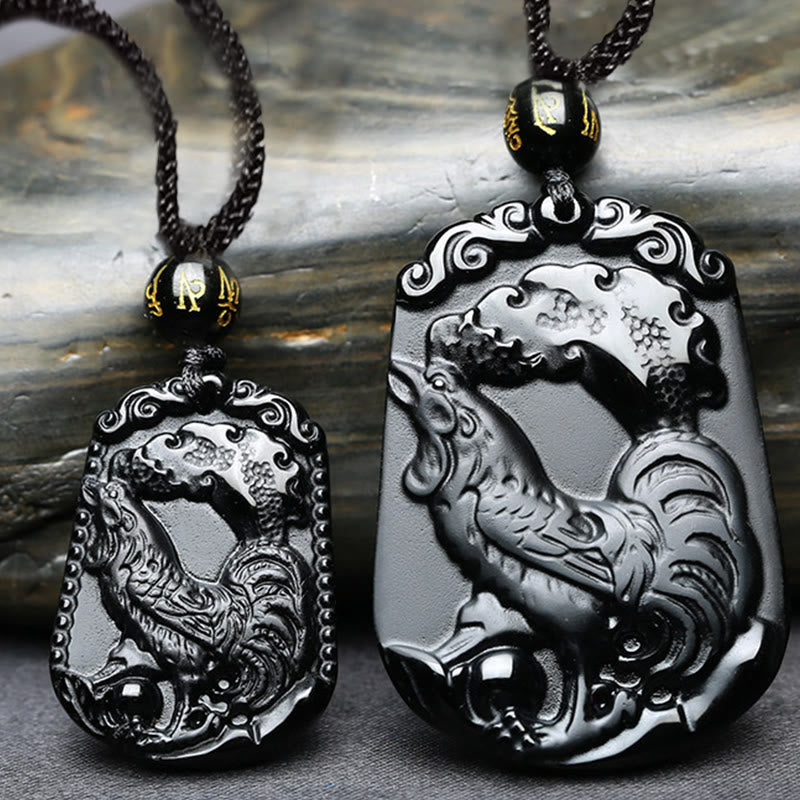 Mythstone Chinese Zodiac Obsidian Purification Fulfilment Necklace Pendant