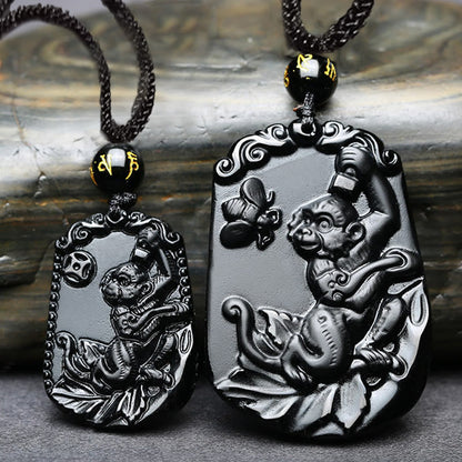 Mythstone Chinese Zodiac Obsidian Purification Fulfilment Necklace Pendant