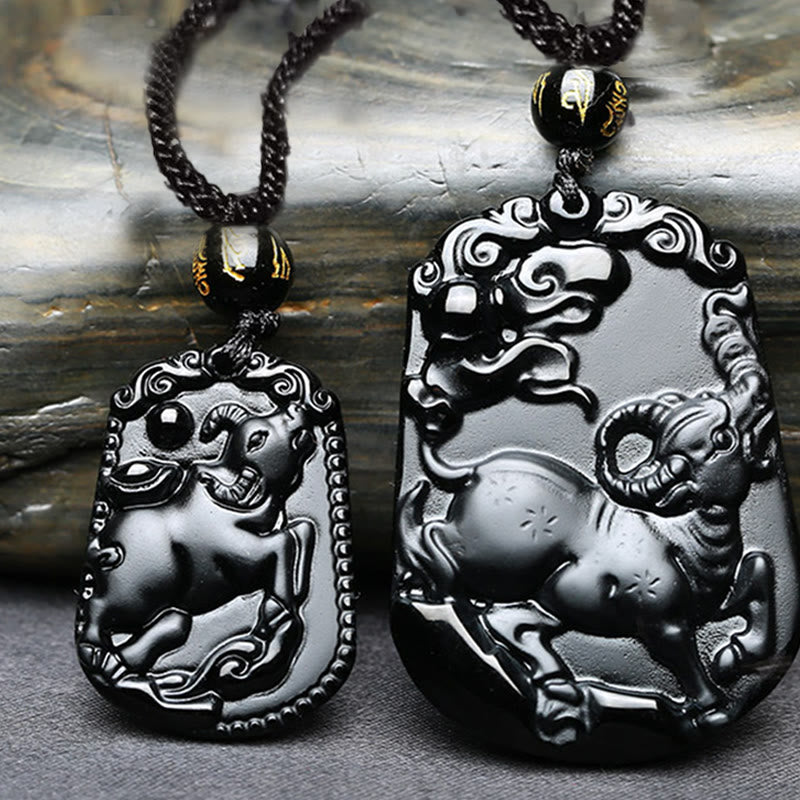 Mythstone Chinese Zodiac Obsidian Purification Fulfilment Necklace Pendant