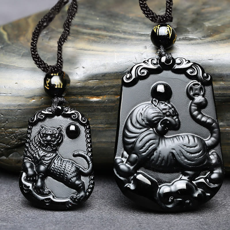 Mythstone Chinese Zodiac Obsidian Purification Fulfilment Necklace Pendant