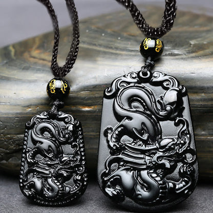 Mythstone Chinese Zodiac Obsidian Purification Fulfilment Necklace Pendant