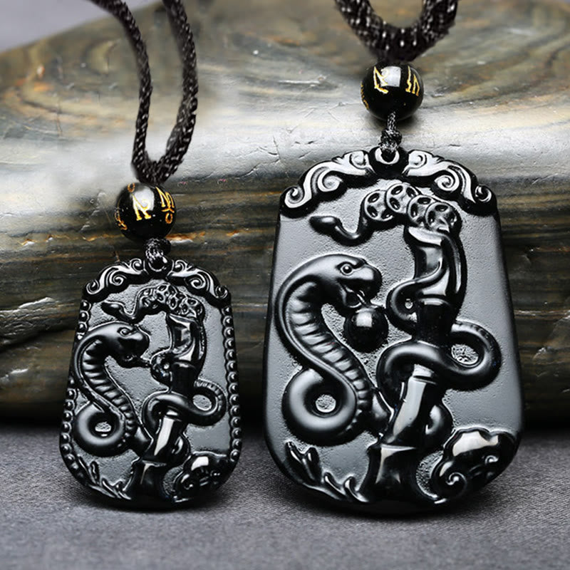 Mythstone Chinese Zodiac Obsidian Purification Fulfilment Necklace Pendant