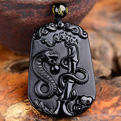 Mythstone Chinese Zodiac Obsidian Purification Fulfilment Necklace Pendant