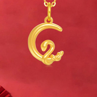 Mythstone 999 Gold Moon Year Of The Snake Luck Necklace Pendant