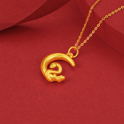 Mythstone 999 Gold Moon Year Of The Snake Luck Necklace Pendant