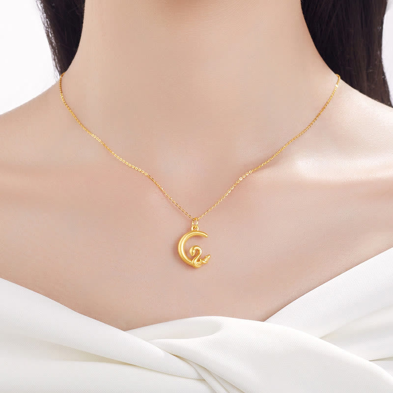 Mythstone 999 Gold Moon Year Of The Snake Luck Necklace Pendant