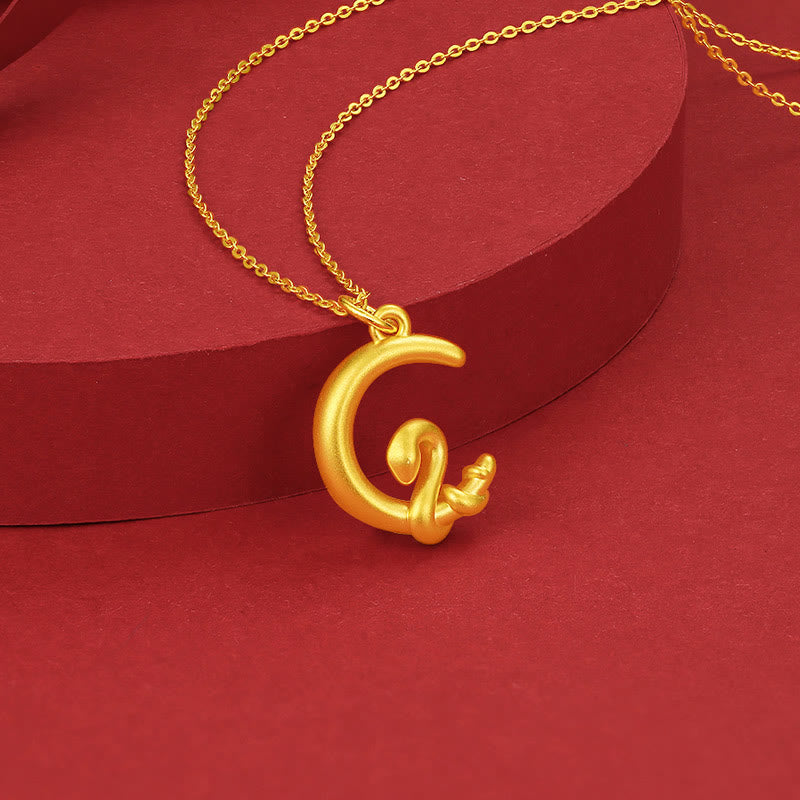 Mythstone 999 Gold Moon Year Of The Snake Luck Necklace Pendant