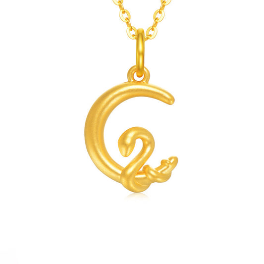 Mythstone 999 Gold Moon Year Of The Snake Luck Necklace Pendant