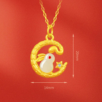 Mythstone 999 Gold Snake Around Rabbit Year Of The Snake Luck Necklace Pendant