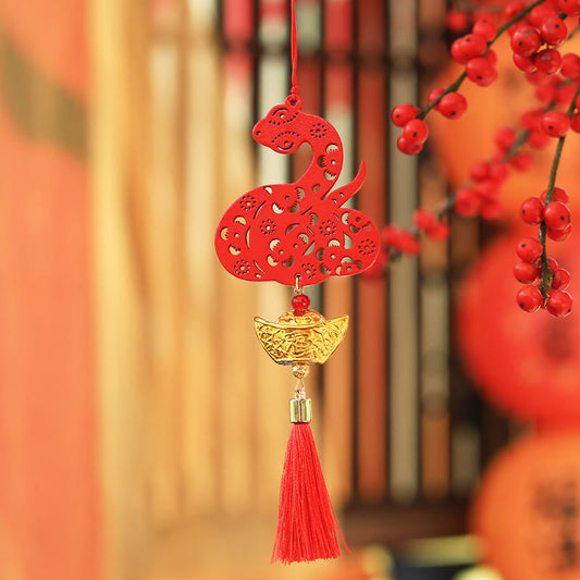 Mythstone Year Of The Snake Ingot Fu Character Luck Chinese New Year Spring Festival Hanging Decoration