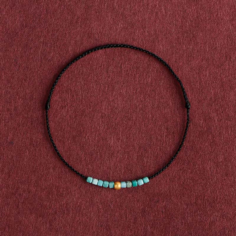 Mythstone 999 Gold Beads Turquoise Protection Braided Bracelet Anklet