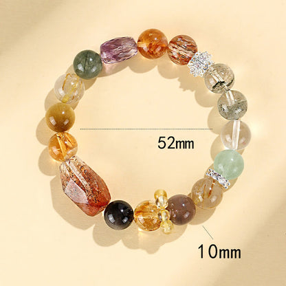 Mythstone Super Seven Crystal Topaz Obsidian Tiger Eye Positivity Bracelet