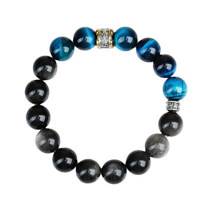 Mythstone Blue Tiger Eye Silver Sheen Obsidian Strength Bracelet