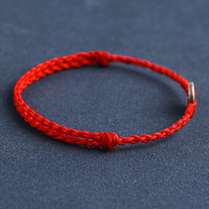 Pulsera trenzada para tobillo Mythstone de plata de ley 925 con cinco monedas del emperador y cordón rojo para proteger la suerte