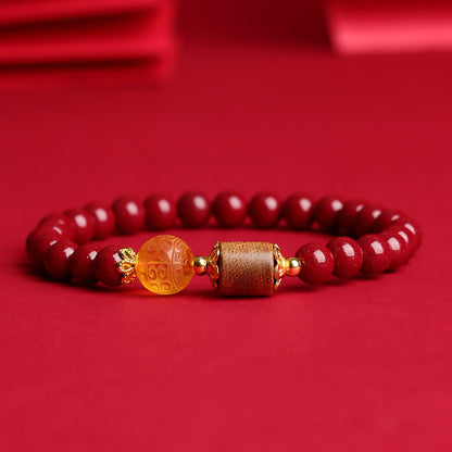 Mythstone Cinnabar Amber Agarwood Blessing Bracelet