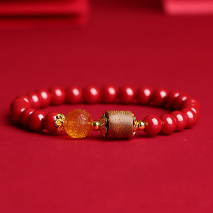 Mythstone Cinnabar Amber Agarwood Blessing Bracelet