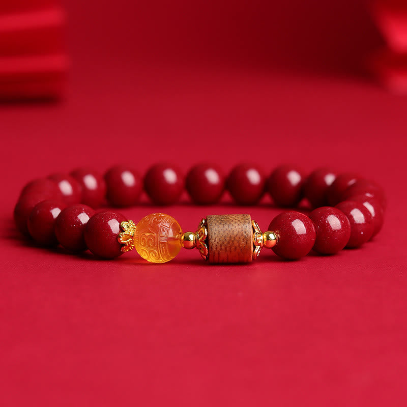 Mythstone Cinnabar Amber Agarwood Blessing Bracelet