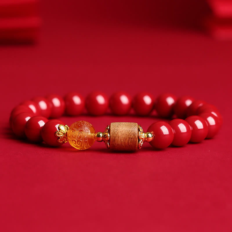 Mythstone Cinnabar Amber Agarwood Blessing Bracelet