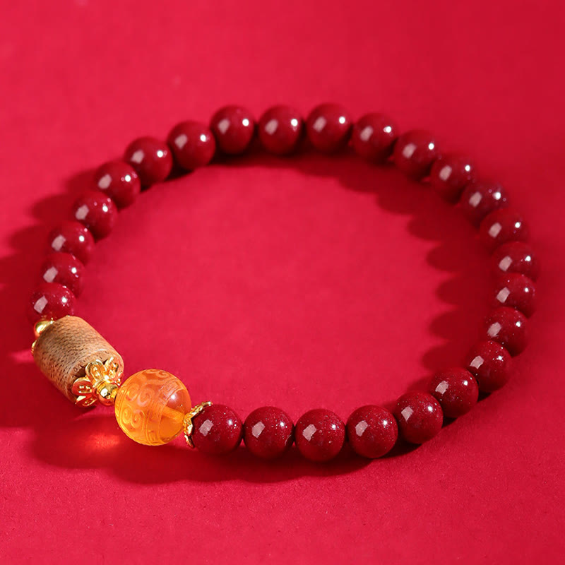 Mythstone Cinnabar Amber Agarwood Blessing Bracelet