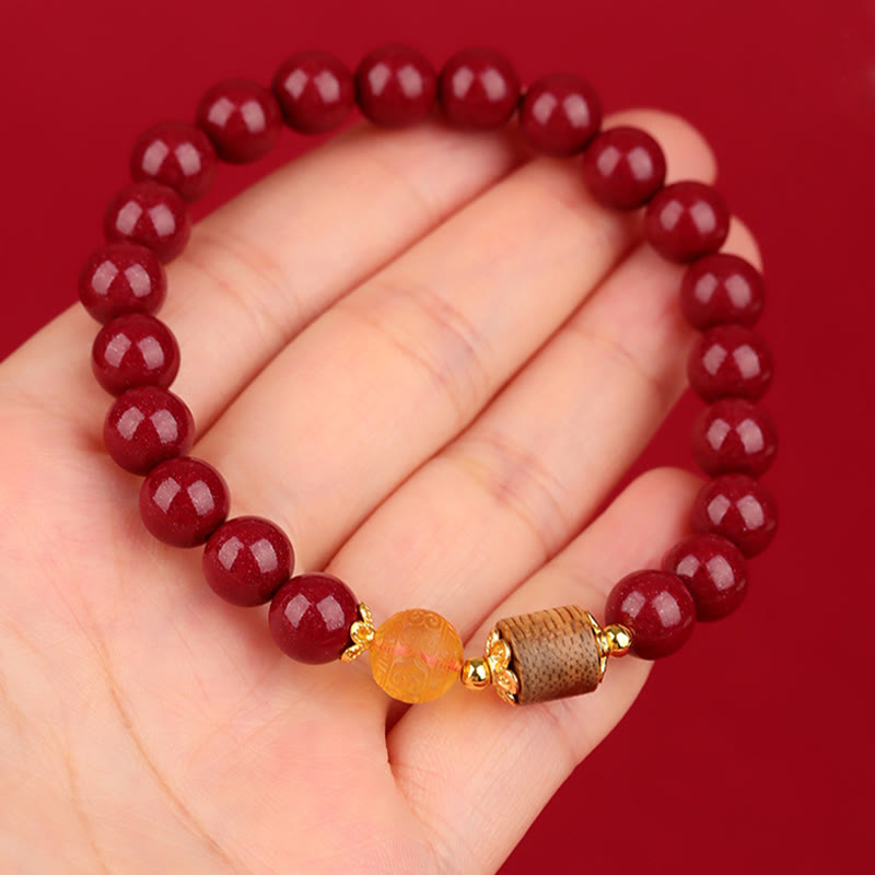 Mythstone Cinnabar Amber Agarwood Blessing Bracelet