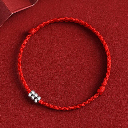 Mythstone 925 Sterling Silver Beads Protection Luck Braided Bracelet Anklet