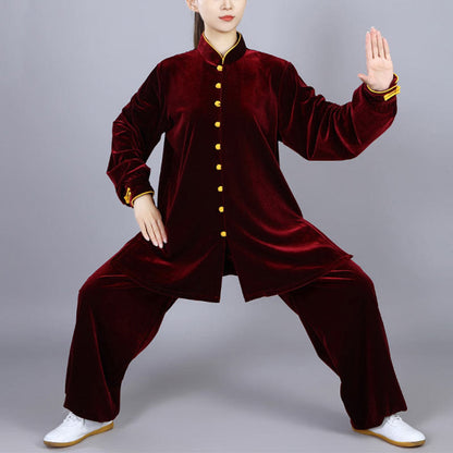 Mythstone 2Pcs Fall Winter Tai Chi Meditation Qigong Zen Practice Unisex Velour Plush Clothing Set