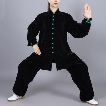 Mythstone 2Pcs Fall Winter Tai Chi Meditation Qigong Zen Practice Unisex Velour Plush Clothing Set