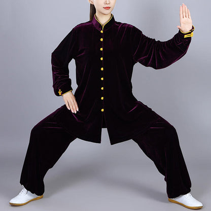 Mythstone 2Pcs Fall Winter Tai Chi Meditation Qigong Zen Practice Unisex Velour Plush Clothing Set