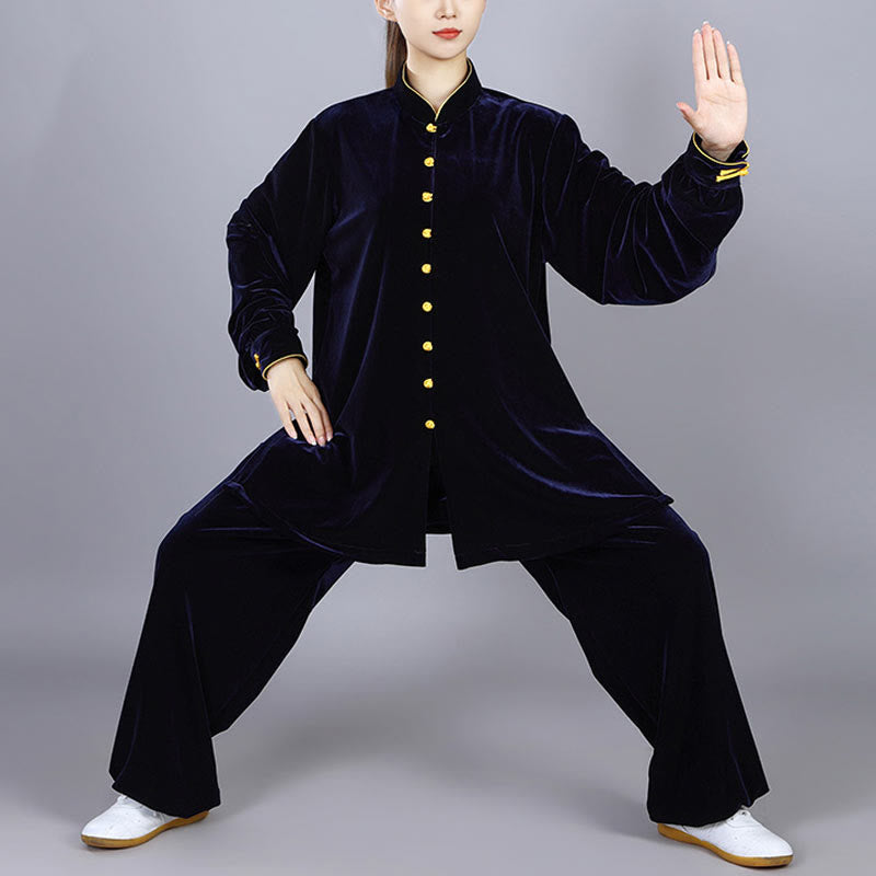 Mythstone 2Pcs Fall Winter Tai Chi Meditation Qigong Zen Practice Unisex Velour Plush Clothing Set