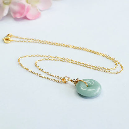 Mythstone Jade Peace Buckle Necklace Luck Pendant